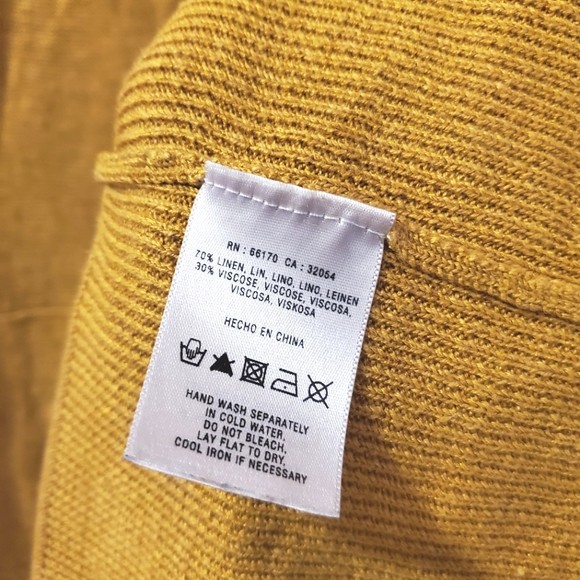 Angel of the North (Anthropologie) Linen Blend Mustard Yellow Cardigan - Size S - Picture 6 of 7